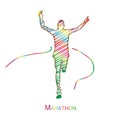 Colorful Marathon the winner,white background